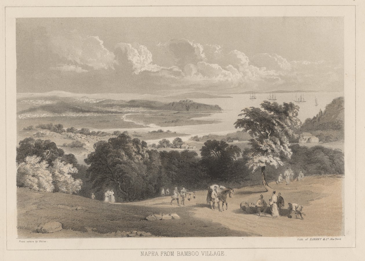 Napha de Bamboo Village, litho por Sarony und Co., 1855 (cromolitho) de Peter Bernhard Wilhelm Heine