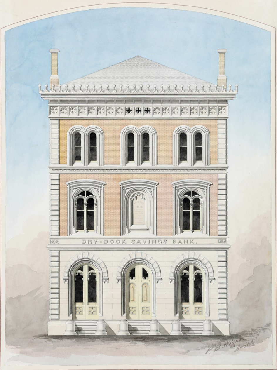 Dry Dock Savings Bank, Cidade de Nova Iorque, Nova Iorque, Desenho do Concurso de Peter Bonnett Wight