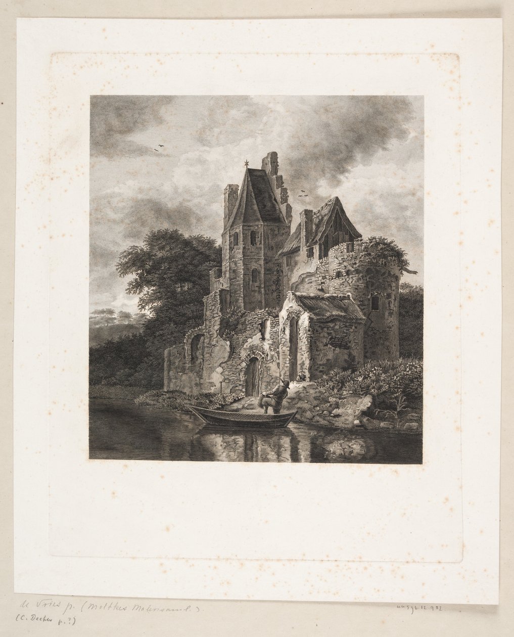 Ruína do castelo por um rio de Peter Christian Schøler