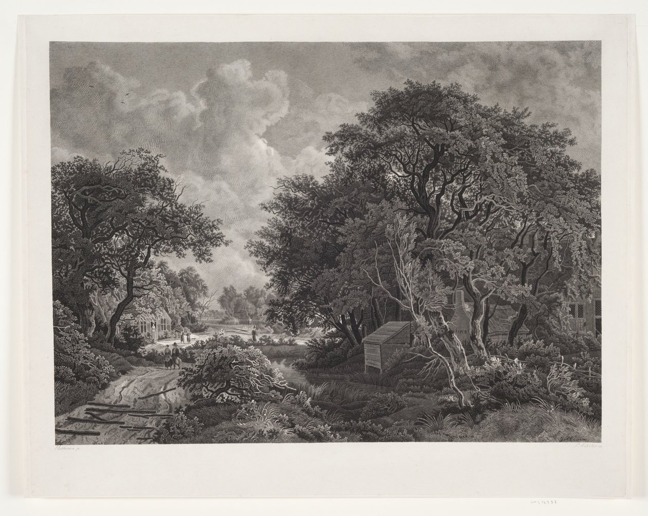 Estrada através de uma vila com árvores altas de Peter Christian Schøler