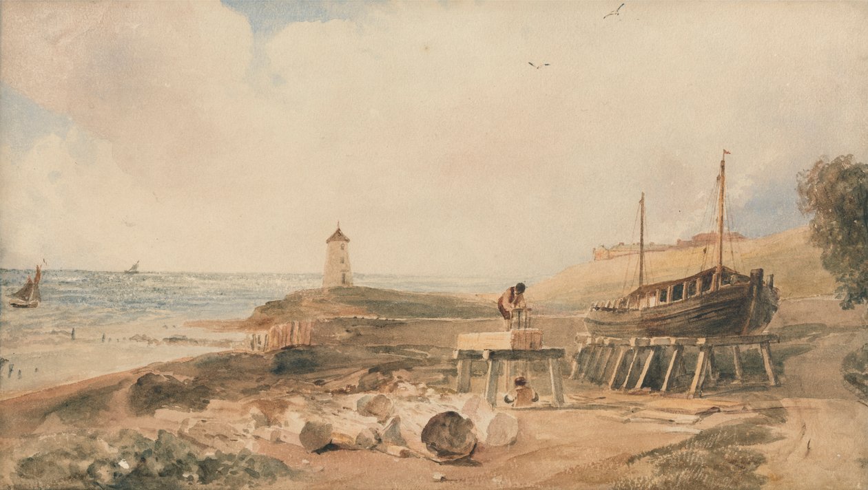 Construção naval na costa de Yorkshire de Peter DeWint