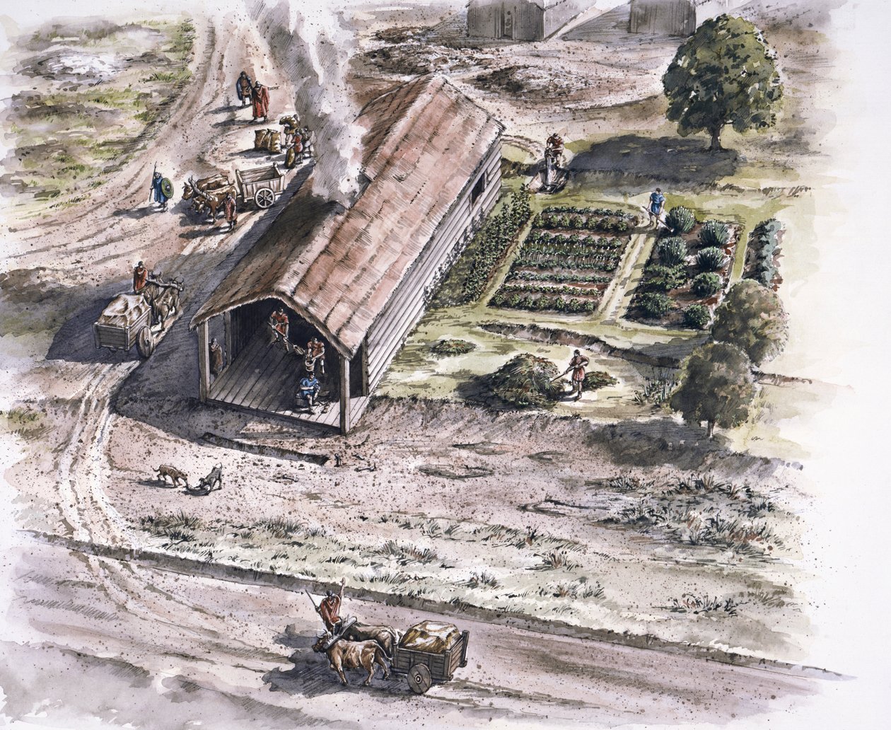 Edifício industrial, Ribchester Roman Fort, Lancashire, século II, 1996 de Peter Dunn