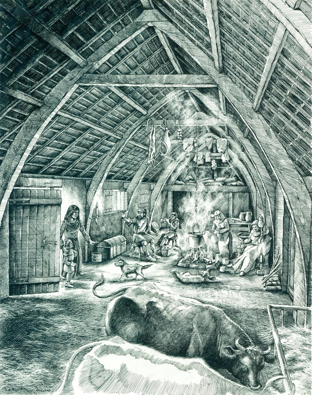 Casa camponesa medieval, século XIII-XV, c1980-2010 de Peter Dunn