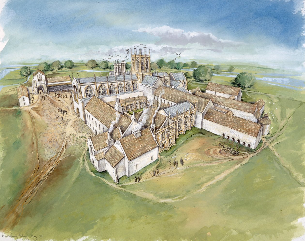 Abadia de Muchelney, século XVI, c1990-2010 de Peter Dunn