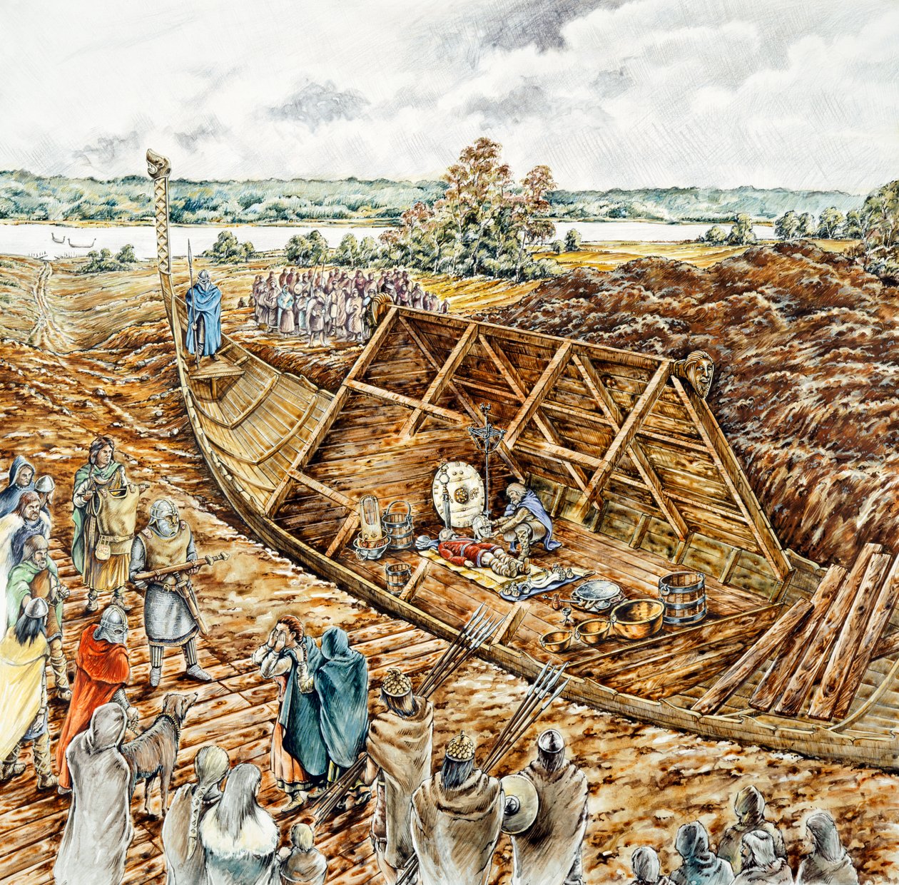 Sepultamento do navio Sutton Hoo, século VII, 1990-2010 de Peter Dunn
