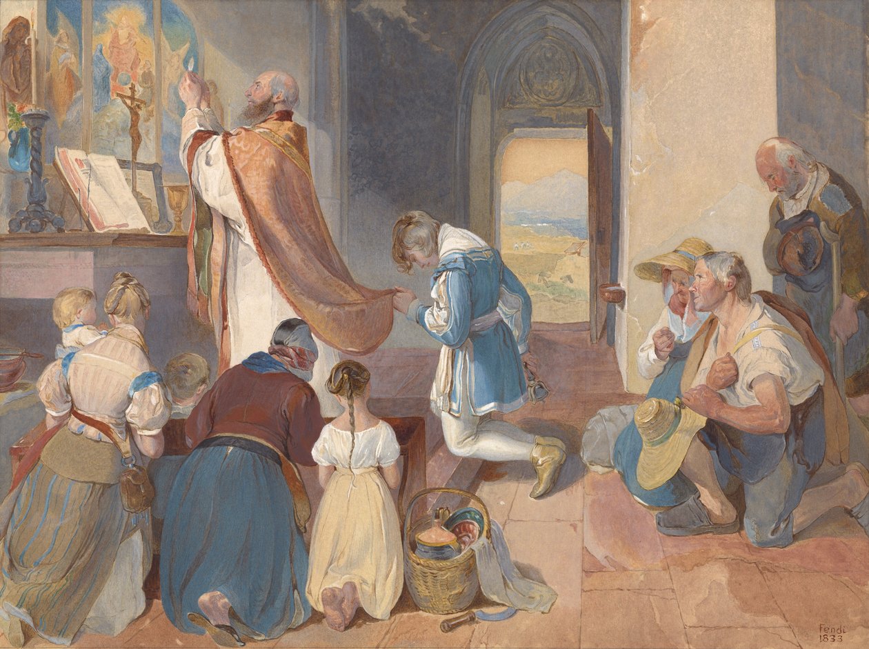 Fridolin assiste à Santa Missa de Peter Fendi