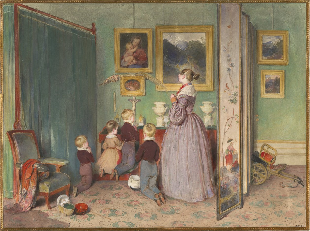 A Oração da Noite Arquiduquesa Sophie com filhos, 1839 de Peter Fendi