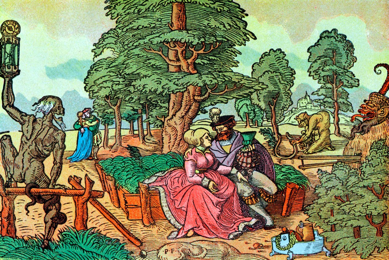 Os perigos da luxúria e do amor ilícito, século XVI de Peter Flötner