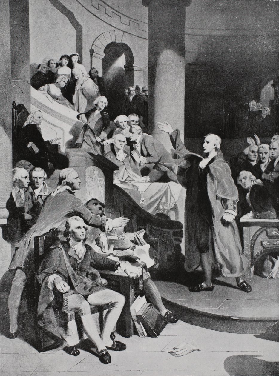 Patrick Henry fazendo seu famoso discurso na Casa dos Burgesses de Peter Frederick Rothermel