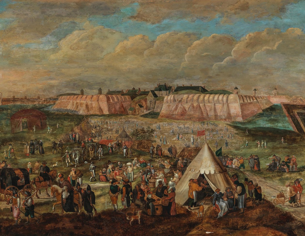 O Cerco do Castelo dos Espanhóis em Antuérpia. de Peter Goetkind the Younger
