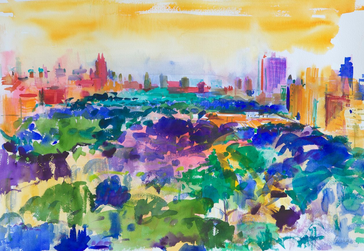 Central Park, Nova York, 2011 (wc no papel) de Peter Graham (Contemporary)
