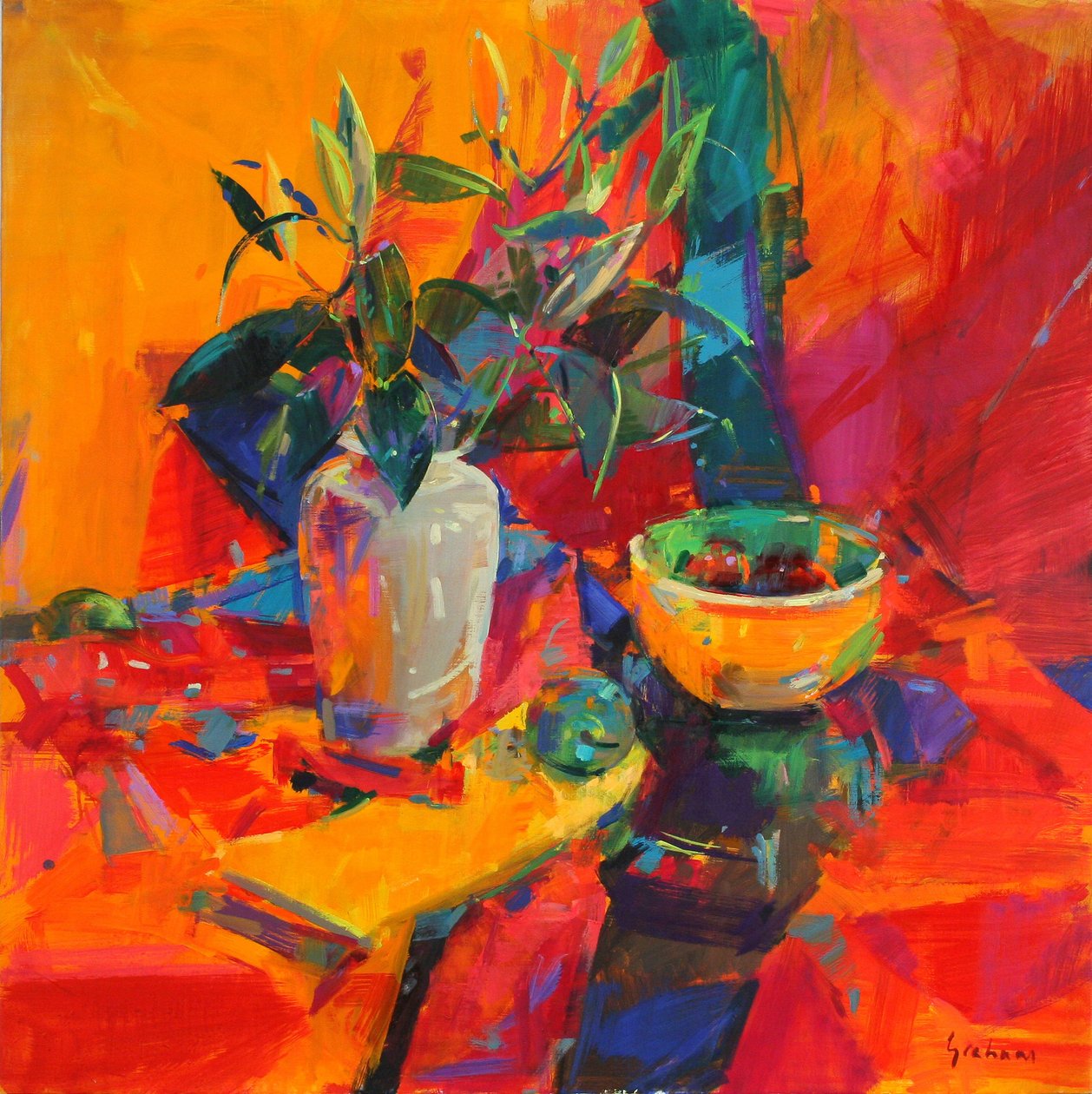Lírios em um chão vermelho, 2012 de Peter Graham (Contemporary)