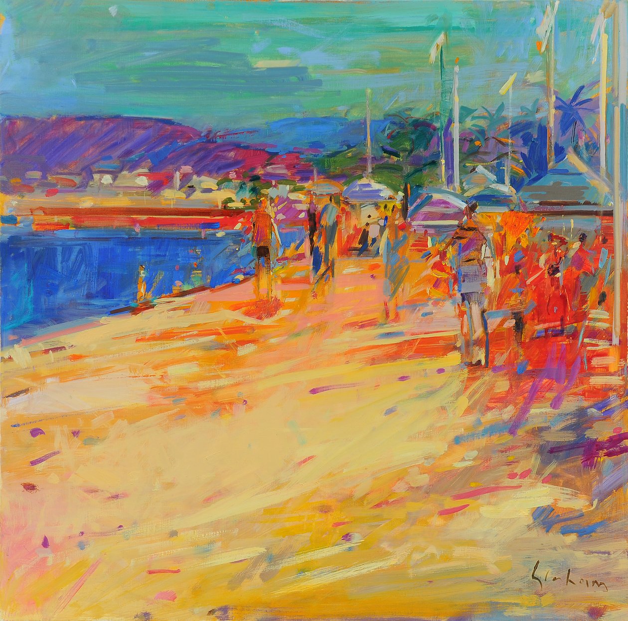 Praia de Pampelonne, 2021 (óleo sobre tela) de Peter Graham (Contemporary)