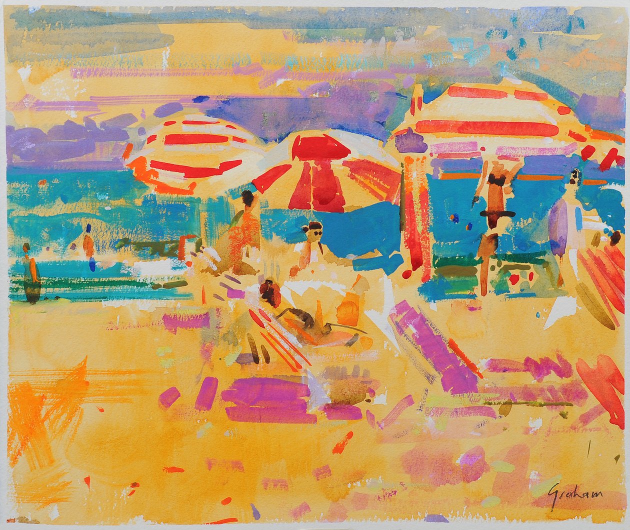 Chapéus-de-sol vermelhos, Miami de Peter Graham (Contemporary)