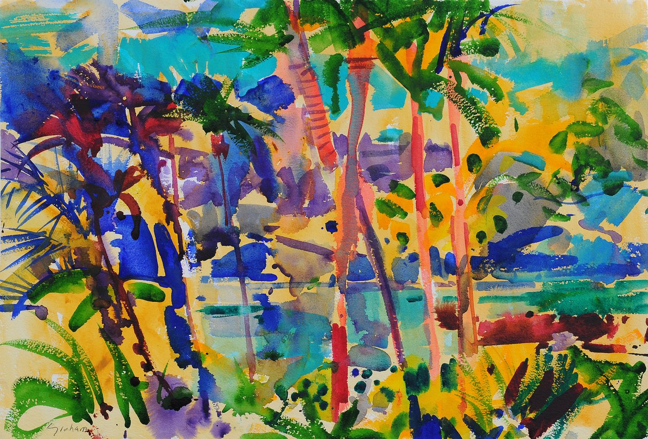 Maui do Sul, Hawaii, 2023 (aguarela) de Peter Graham