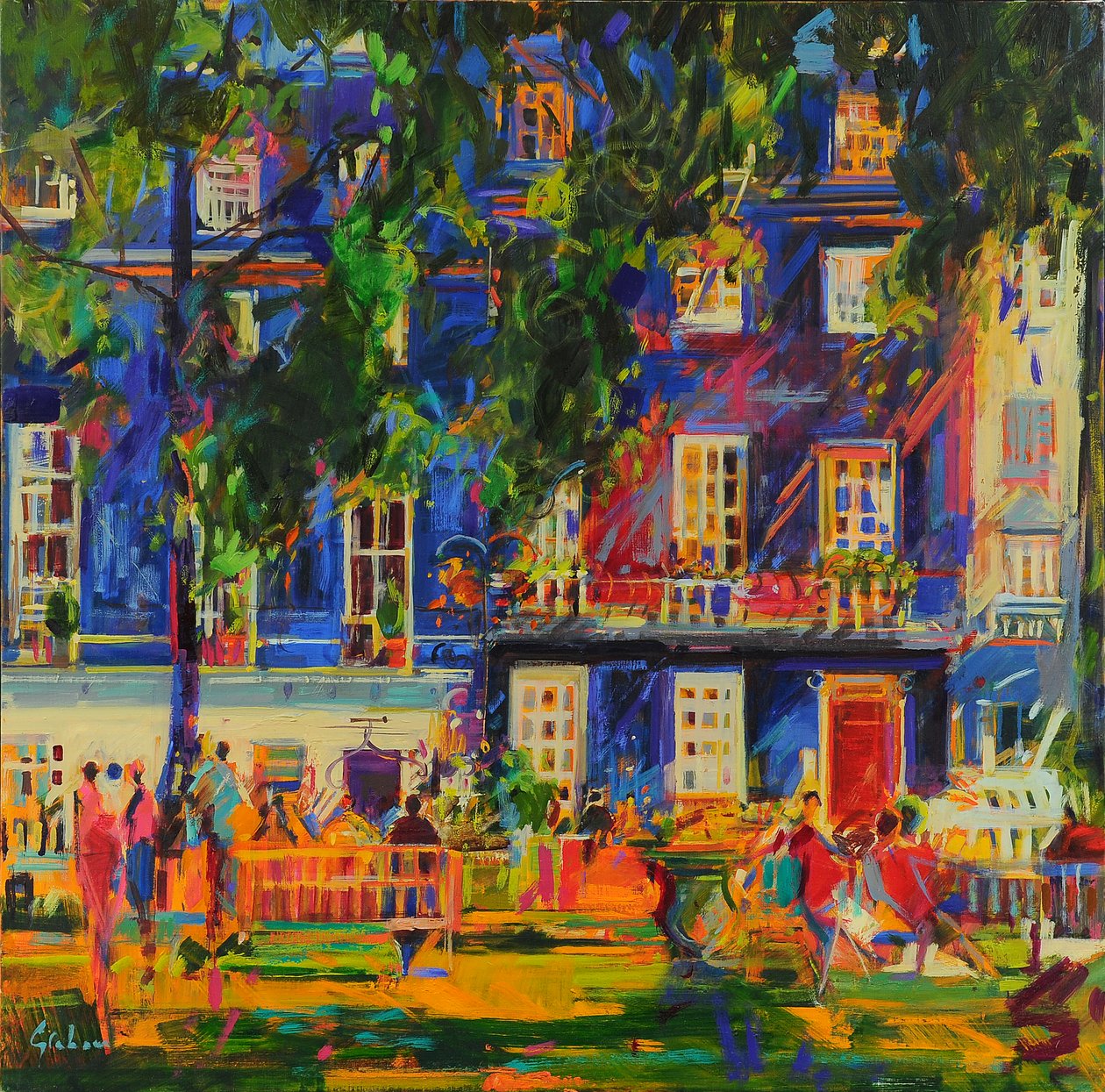 The Nightingale Sang, Berkeley Square, 2023 (óleo sobre tela) de Peter Graham