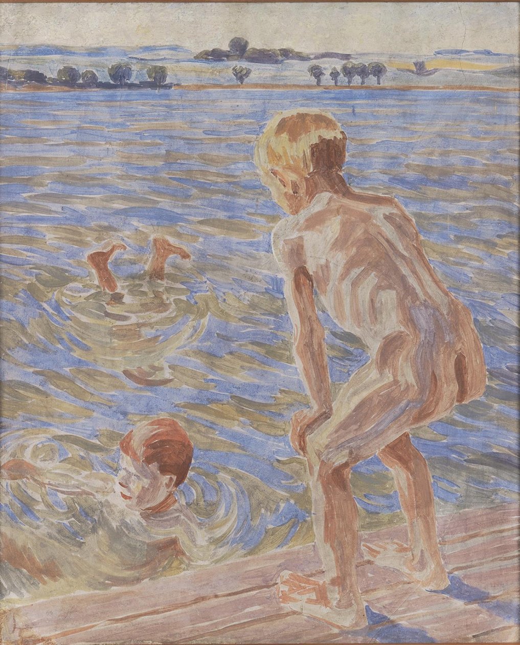 Meninos de banho. Fiorde de Fåborg de Peter Hansen
