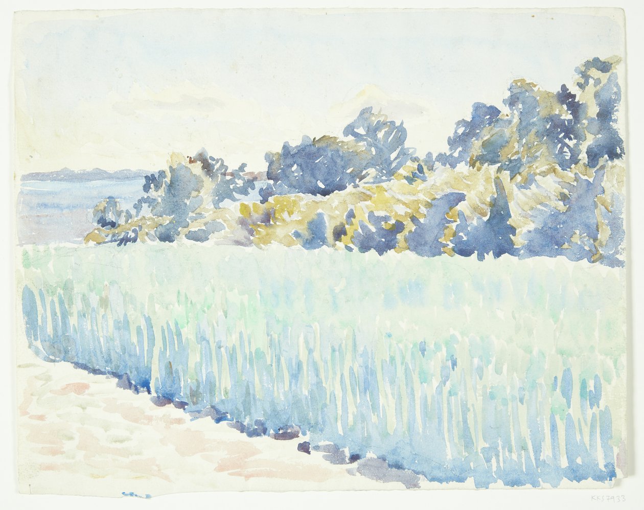 Paisagem de Funen. Campo de milho por uma floresta de Peter Hansen