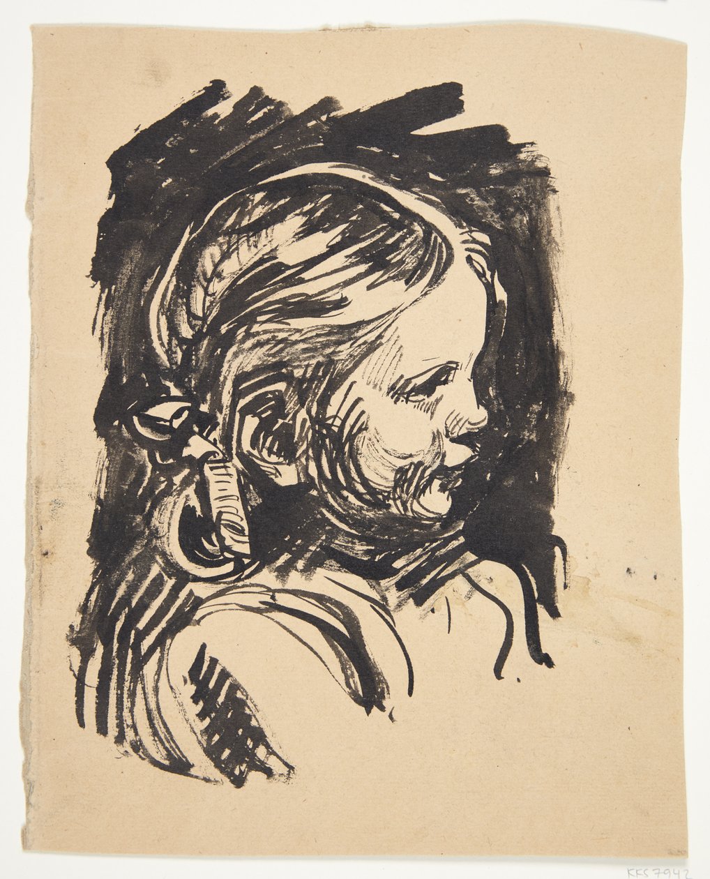 Retrato de perfil da filha do artista "Bimse" de Peter Hansen