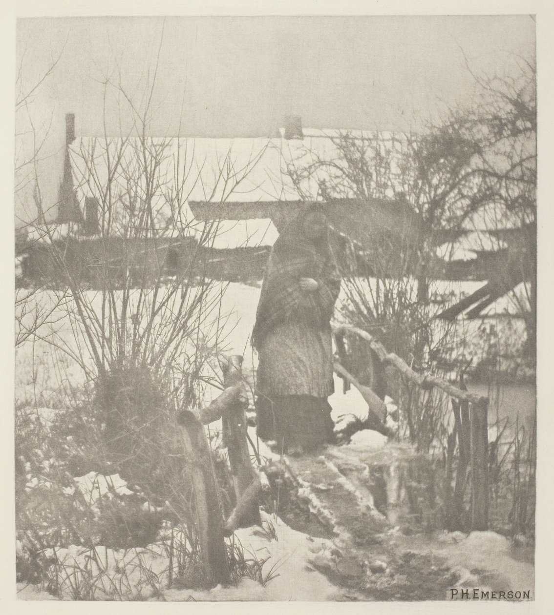 Um Caminho Escorregadio - Cena de Inverno (Norfolk) de Peter Henry Emerson