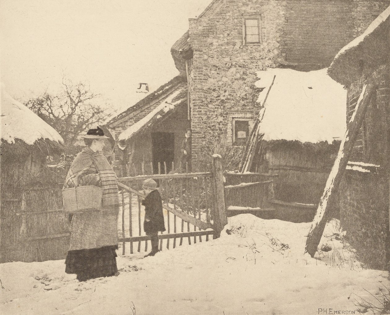 Ir ao mercado - um cenário de inverno de Peter Henry Emerson