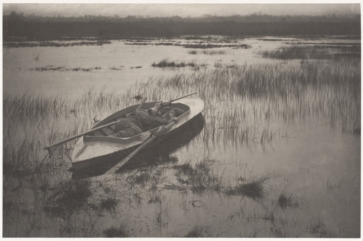 Caçador a aproximar-se de aves de caça de Peter Henry Emerson