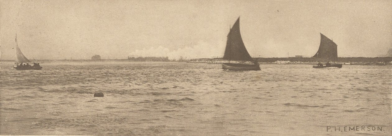 Em Breydon Water - O nevoeiro marítimo está a chegar de Peter Henry Emerson