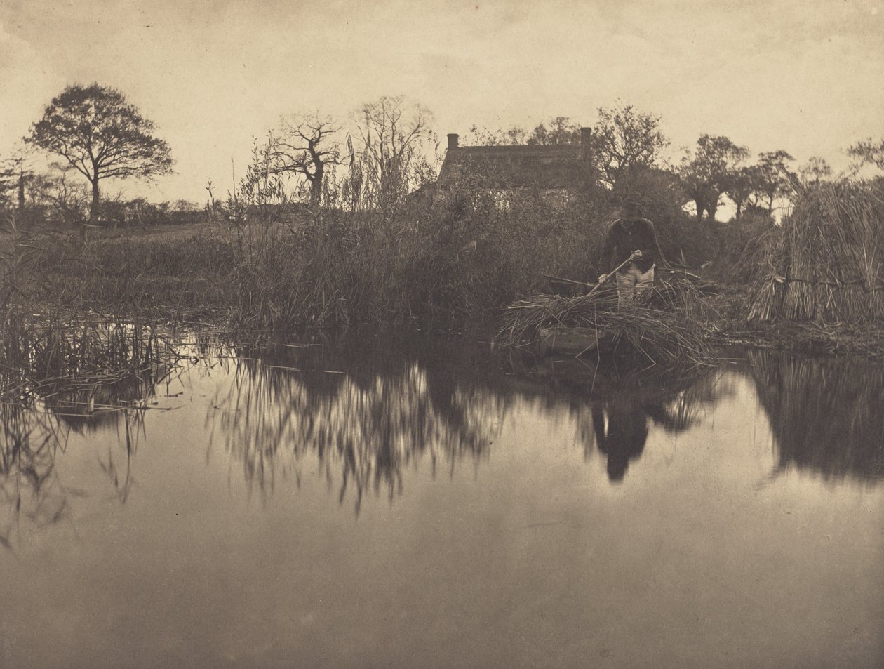 Impulsionar um barco à vara no Gladdon de Peter Henry Emerson