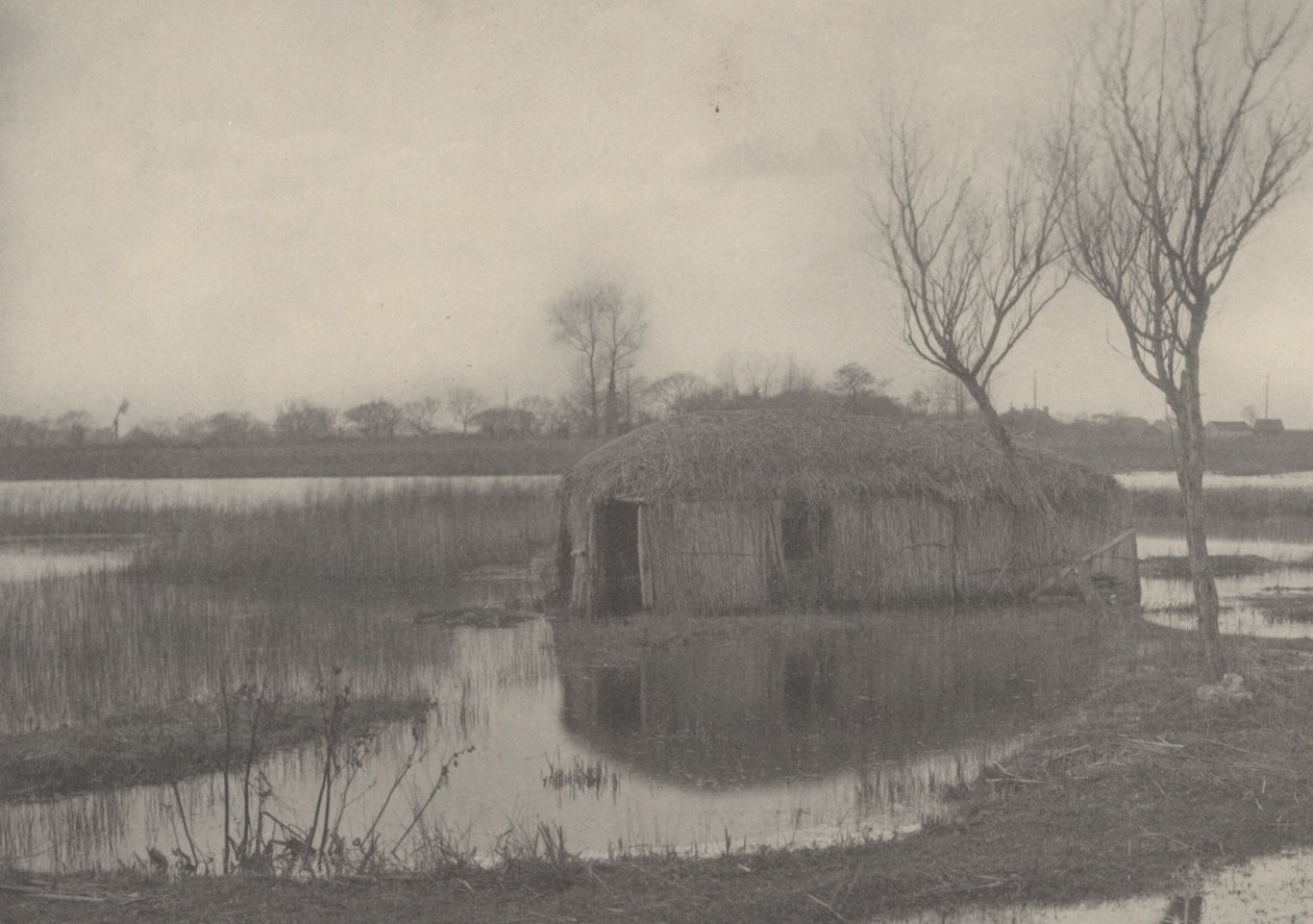 Uma casa-barco de junco de Peter Henry Emerson and T.F. Goodall