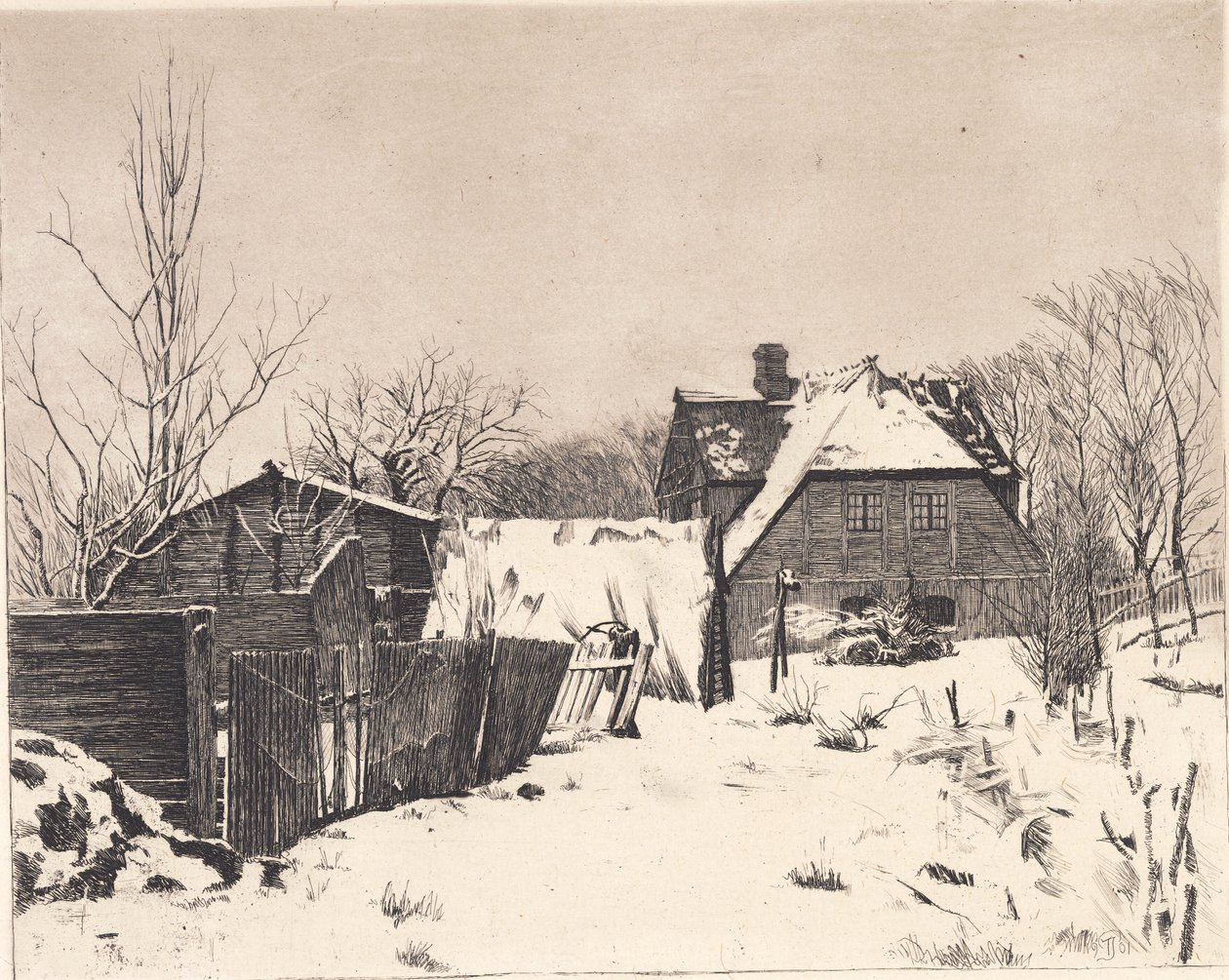 Paisagem de inverno com casa de Peter Vilhelm Ilsted