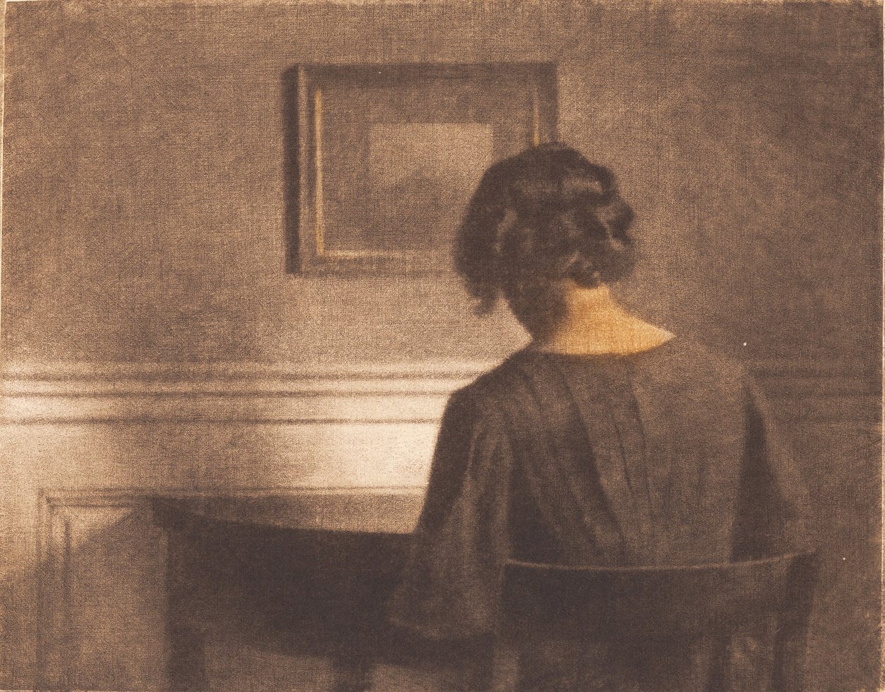 Moça por uma mesa semicircular de Peter Vilhelm Ilsted