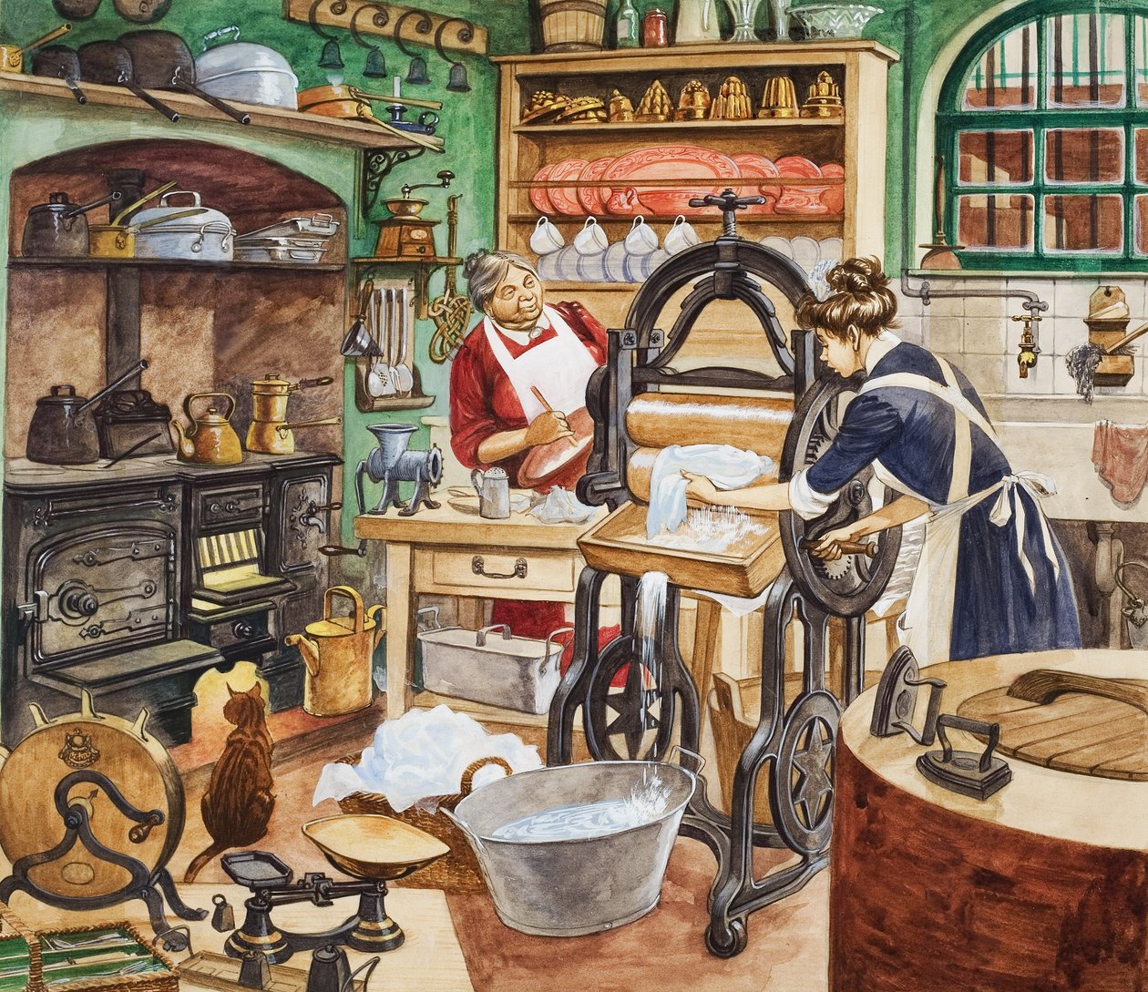 Cozinha do século XIX (guache sobre papel) de Peter Jackson