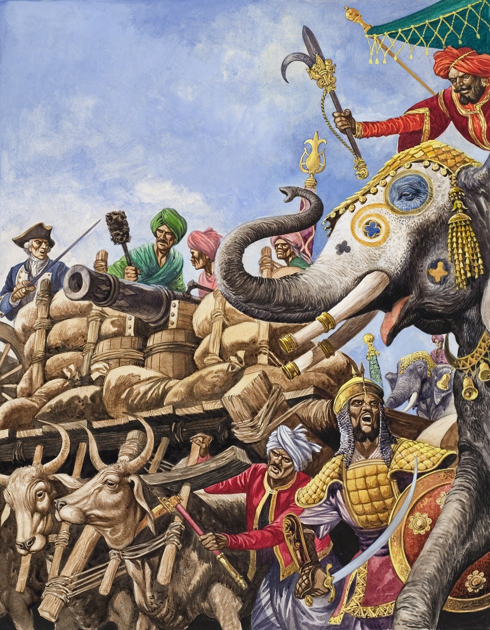 A Batalha de Plassey de 1757 (guache sobre papel) de Peter Jackson