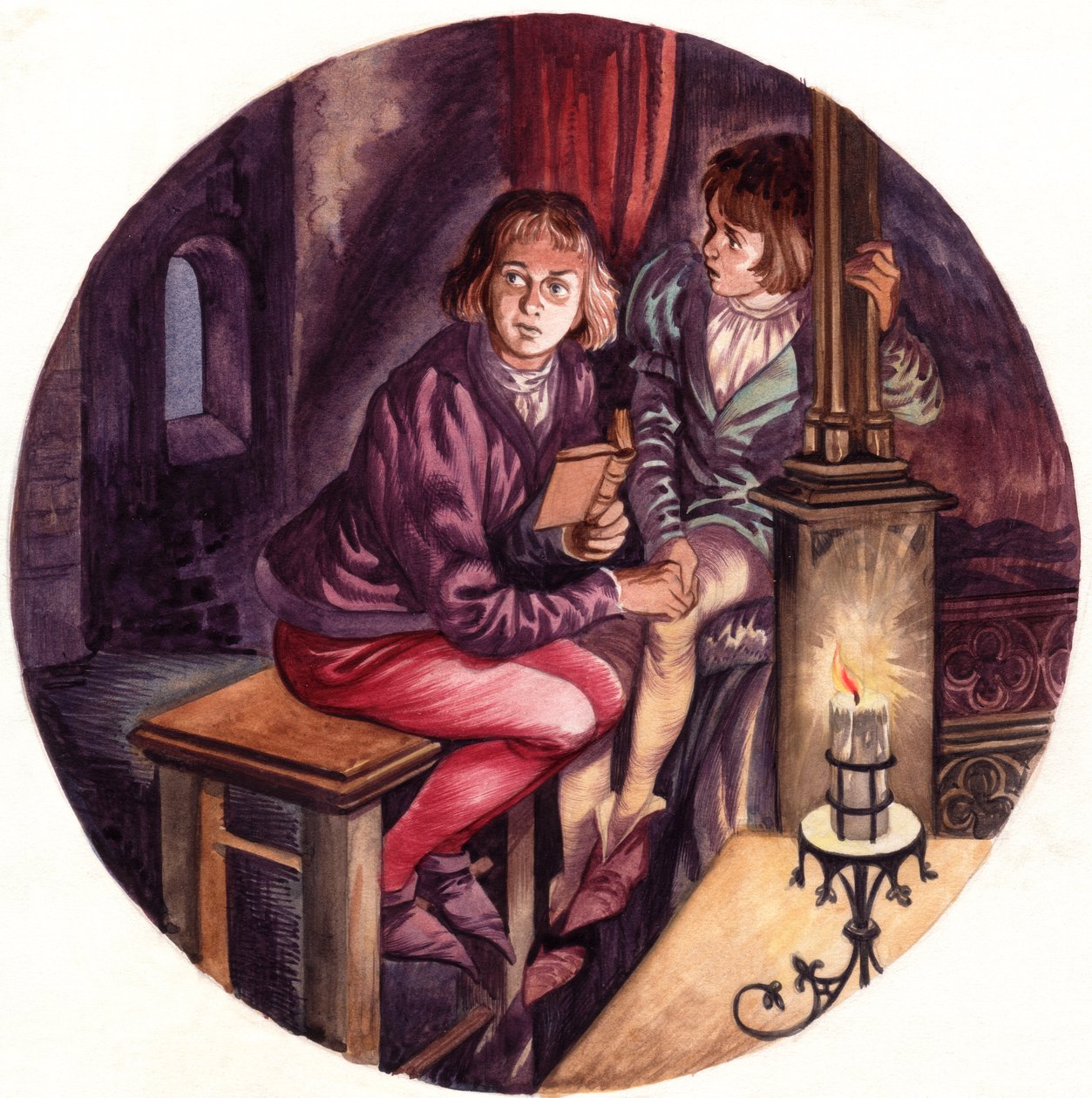 Os Príncipes da Torre (guache sobre papel) de Peter Jackson