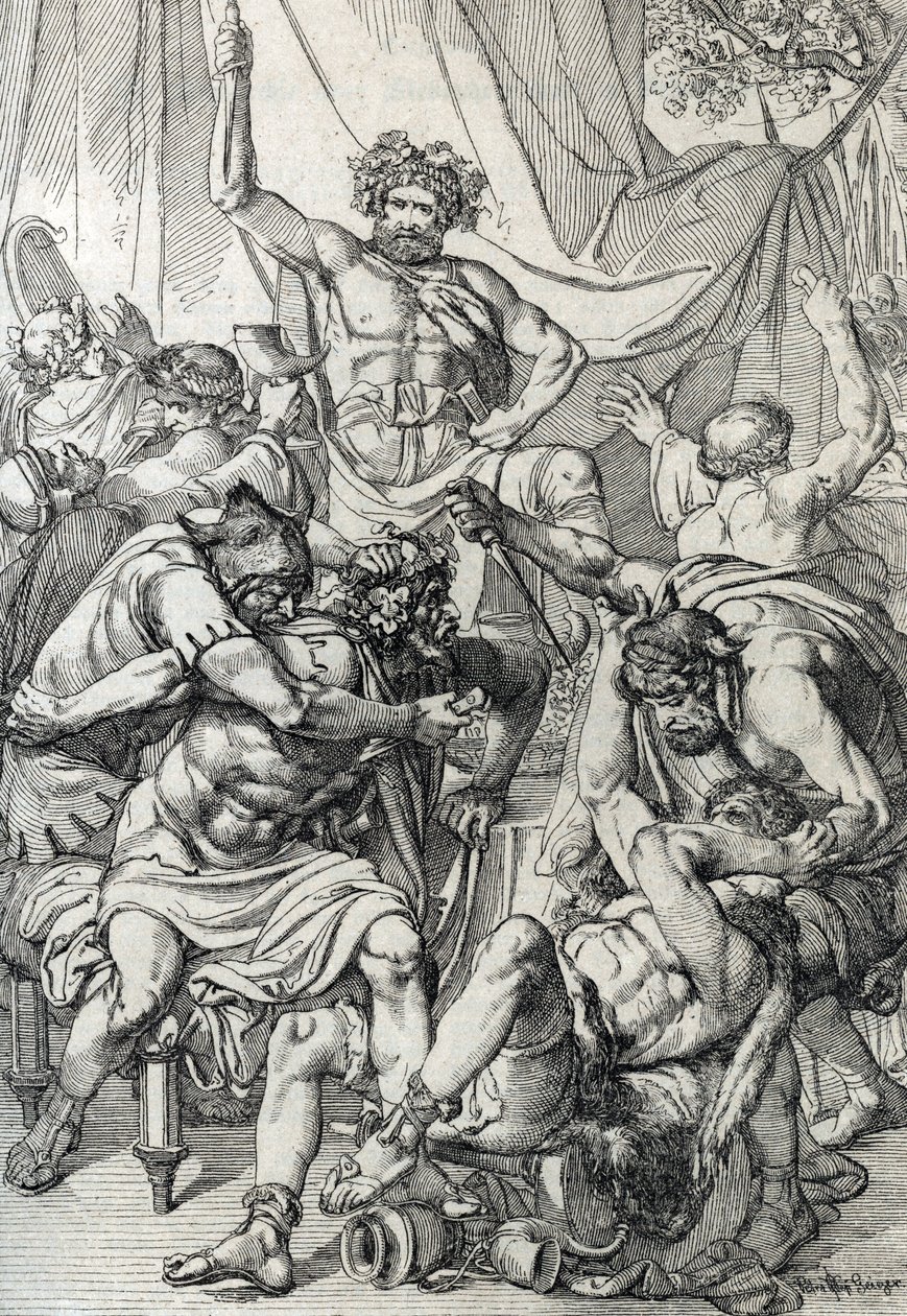 Heptarchy: "representação do líder anglo-saxão Hengist (século V) a matar os seus inimigos para fundar o reino de Kent, cerca de 461" (heptarquia saxónica: líder anglo-saxão Hengist (ou Hengest) matando os seus inimigos durante a invasão da Bretanha, cerca de Peter Johann Nepomuck Geiger