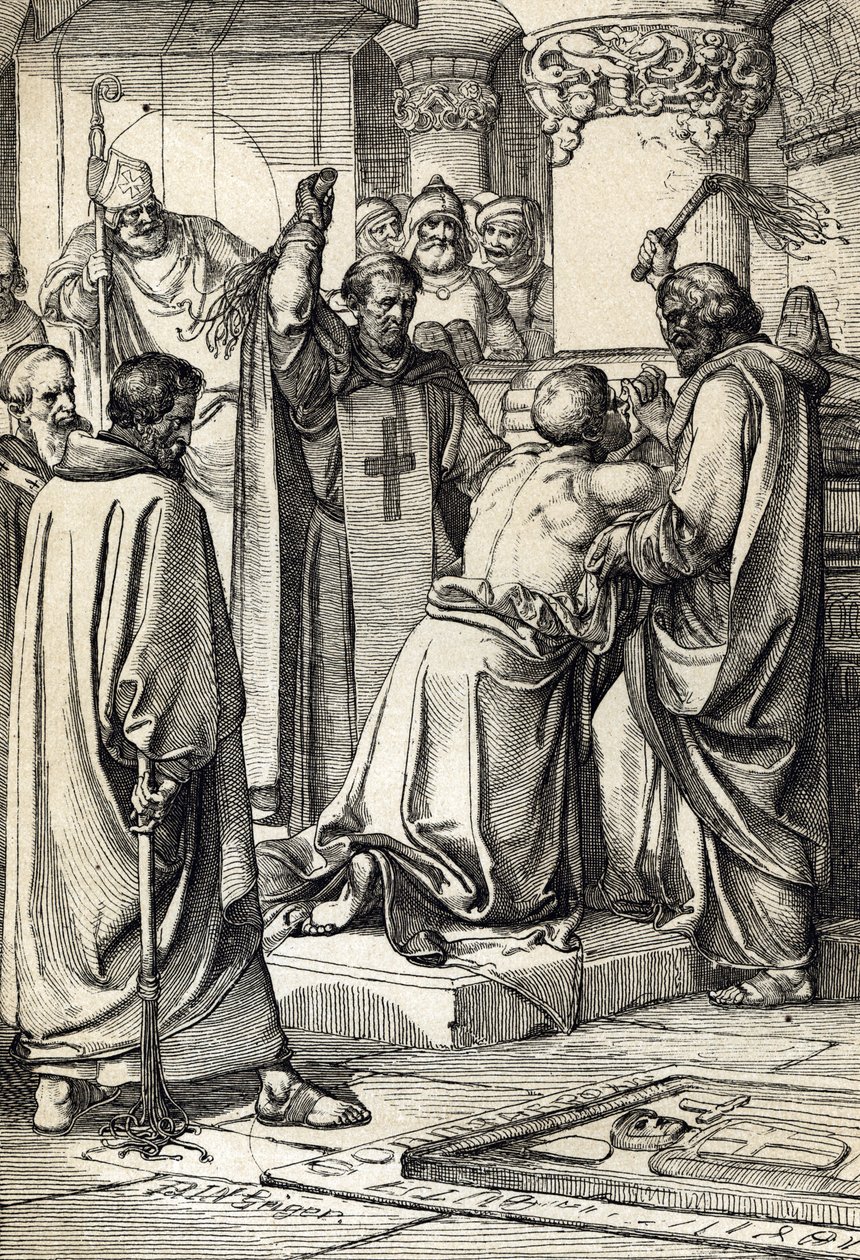 O Rei Henrique II de Inglaterra (1133-1189) implica no assassinato de Thomas Becket a penitência da fé no túmulo do arcebispo de Peter Johann Nepomuck Geiger