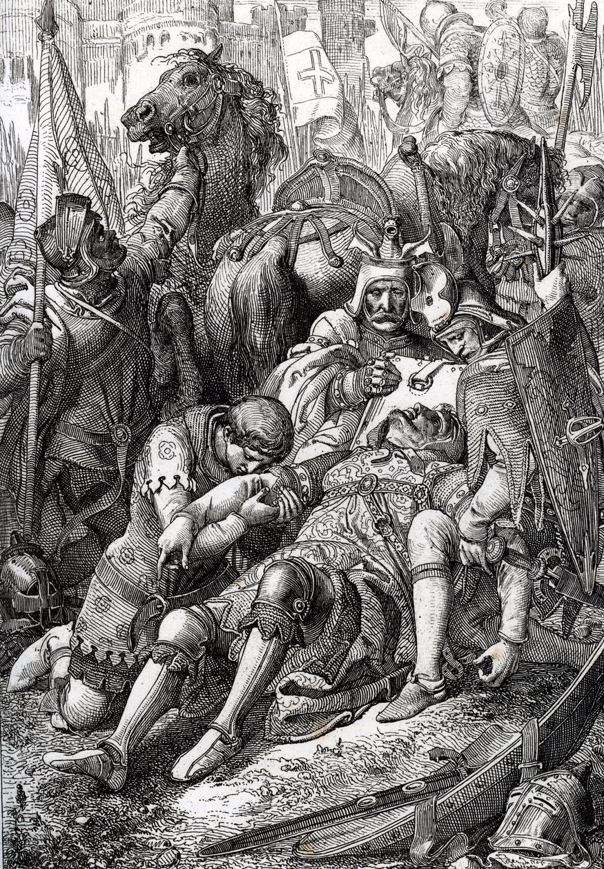 Rei Guilherme, o Conquistador, feridas do seu filho Robert II da Normandia dit Courteheuse (1051-1134) na fortaleza de Gerberoy de Peter Johann Nepomuck Geiger