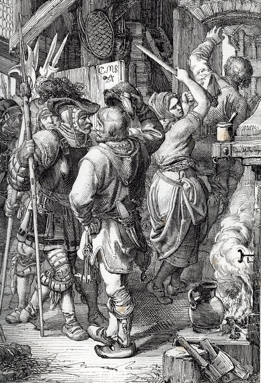 A Fuga de Gustave I Vasa (ou Gustav Vasa) (1496-1560) (futuro rei da Suécia) disfarçado de camponês para fugir da Dinamarca de Peter Johann Nepomuck Geiger