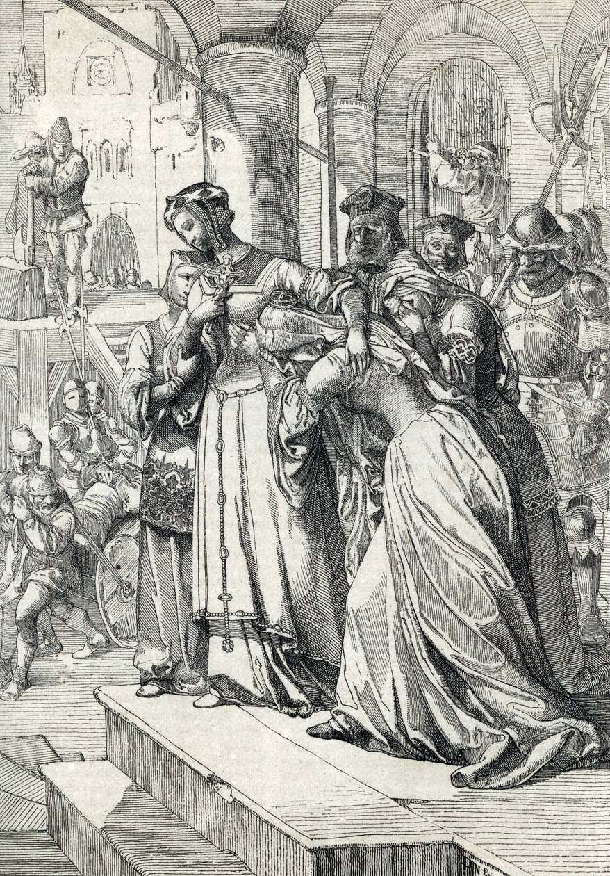 A execução de Lady Jane Grey (Jeanne Grey) (1537-1554) Jane Grey foi executada em 1554 na Torre de Londres (Execução de Lady Jane Grey) Desenho de penas de Anton Ziegler "Historische Memorabilian des In-und Auslandes" de Peter Johann Nepomuck Geiger