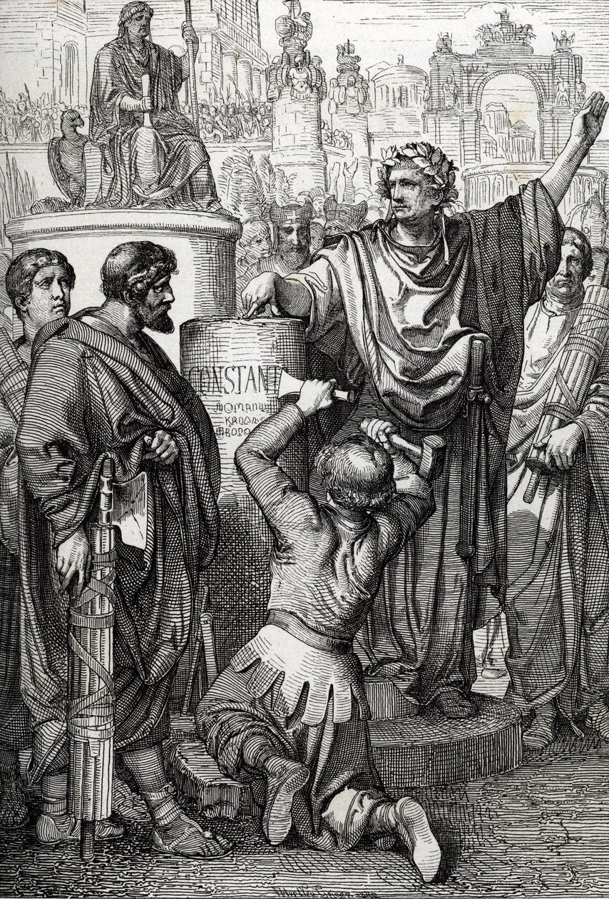 A fundação de Constantinopla pelo Imperador Constantinopla, o grande que transferiu o capital imperioso para Bizâncio, ao qual deu o nome de Constantinopla de Peter Johann Nepomuck Geiger