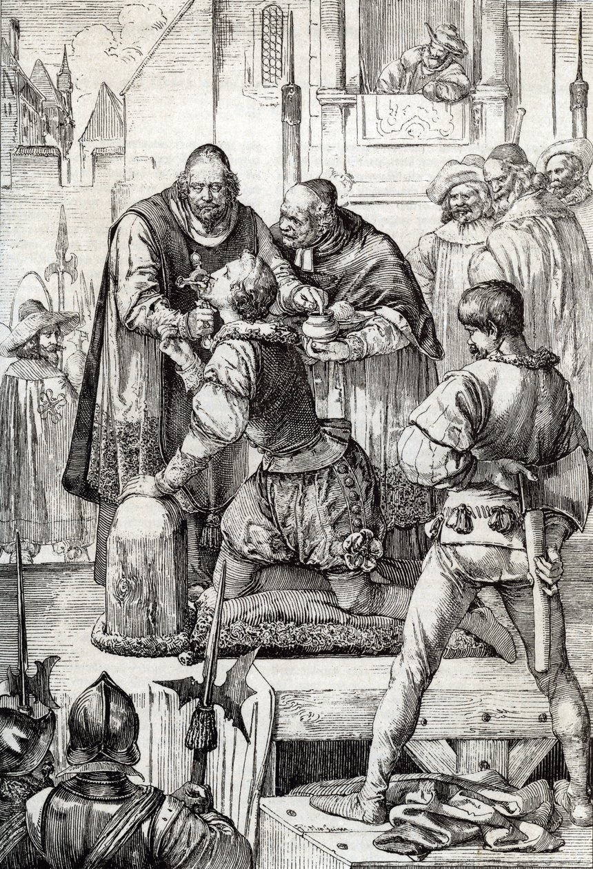 Guerra dos Noventa Anos (ou revolta dos Países Baixos) (1568-1648): a decolação de Lamoral, Conde de Egmont, Príncipe de Gavre (1522-1568), político holandês - Foi condenado no quadro do Conselho dos Problemas (ou Conselho de Sangue) estabelecido pelo de Peter Johann Nepomuck Geiger