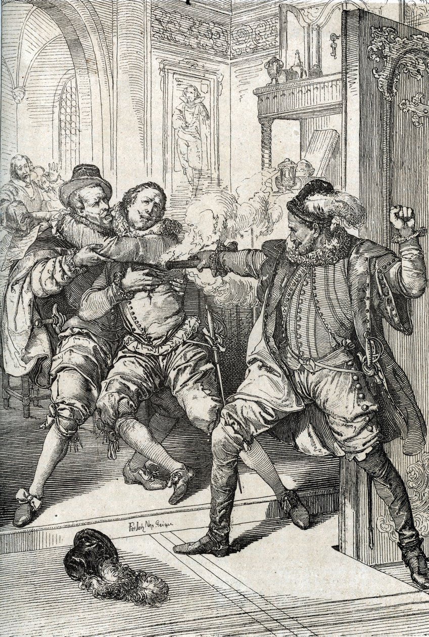 Guerra dos Quatro Vinte Anos (1568-1648): "O assassinato de William of Orange chamado William the Taciturn (1533-1584) em 10/07/1584 por Balthazar Gerard durante a Guerra dos Oitenta Anos (ou 80 anos) (revolta de Gueux ou revolta holandesa)" (Assassinato d de Peter Johann Nepomuck Geiger