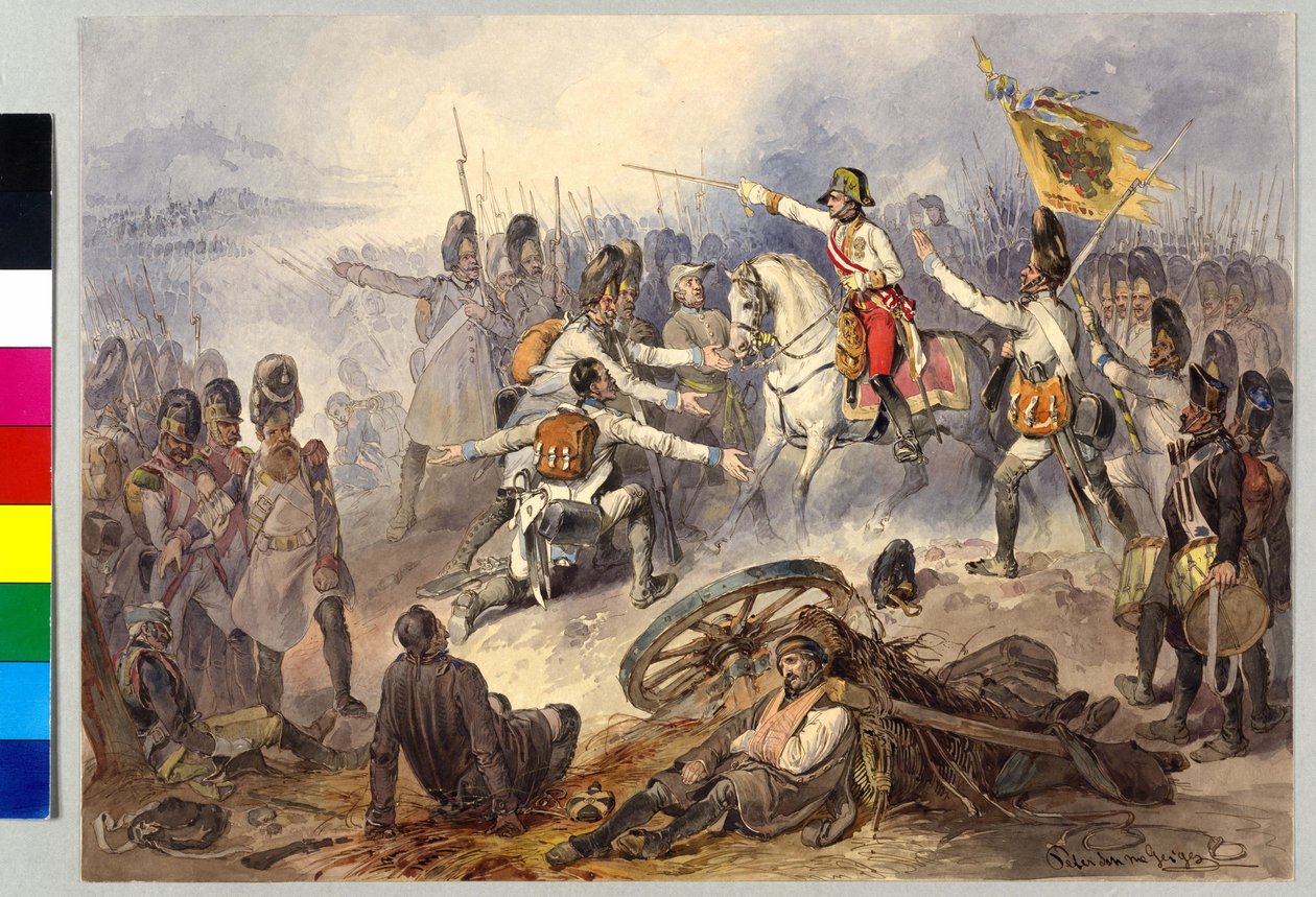 Batalha de Stockach 1799 (aguarela) de Peter Johann Nepomuk Geiger