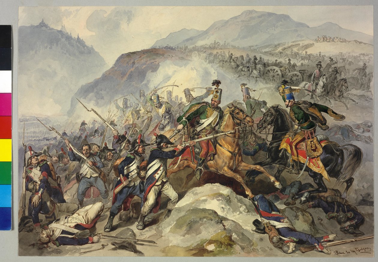 Batalha de Tarvis 1797 (aguarela) de Peter Johann Nepomuk Geiger