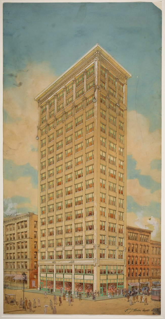 Arranha-céu da Prairie School, Chicago, Illinois, Perspectiva de Peter Joseph Weber