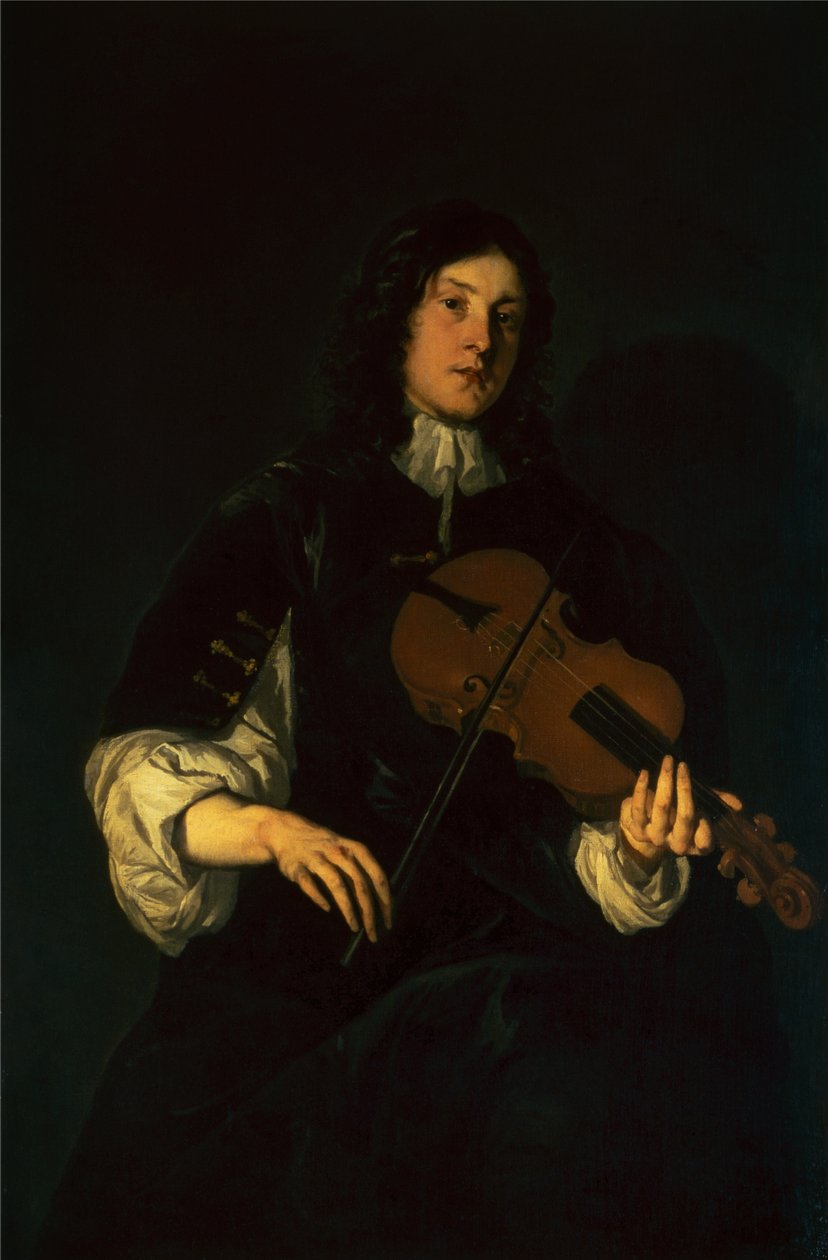 Um homem tocando violino (óleo) de Peter Lely