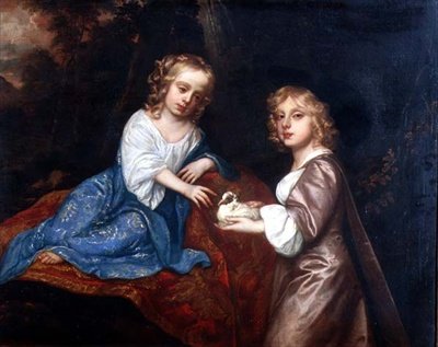 Retrato duplo de Charles Dormer (1652-73), Visconde Ascott e sua irmã, Lady Elizabeth Dormer (1653-77) (óleo sobre tela) de Peter Lely