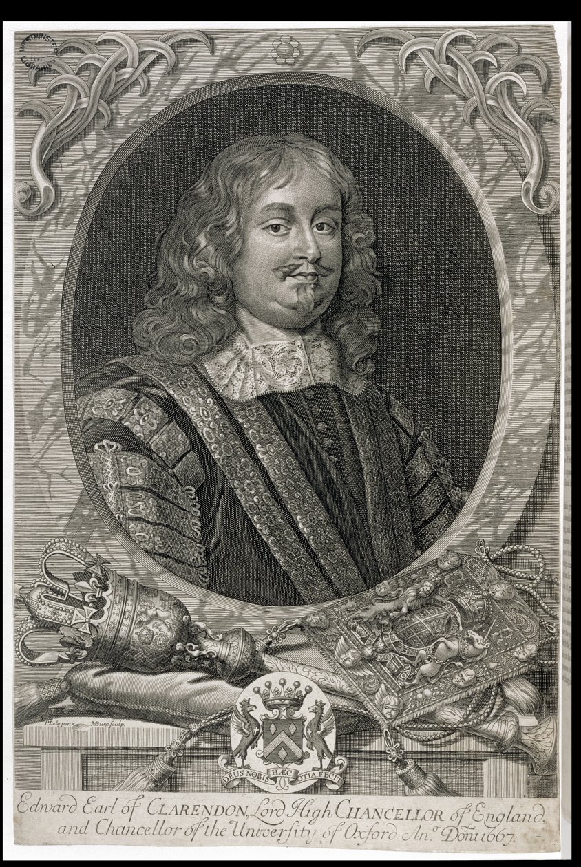 Edward Hyde, 1º Conde de Clarendon (1609-74), gravado por M. Burg de Peter Lely