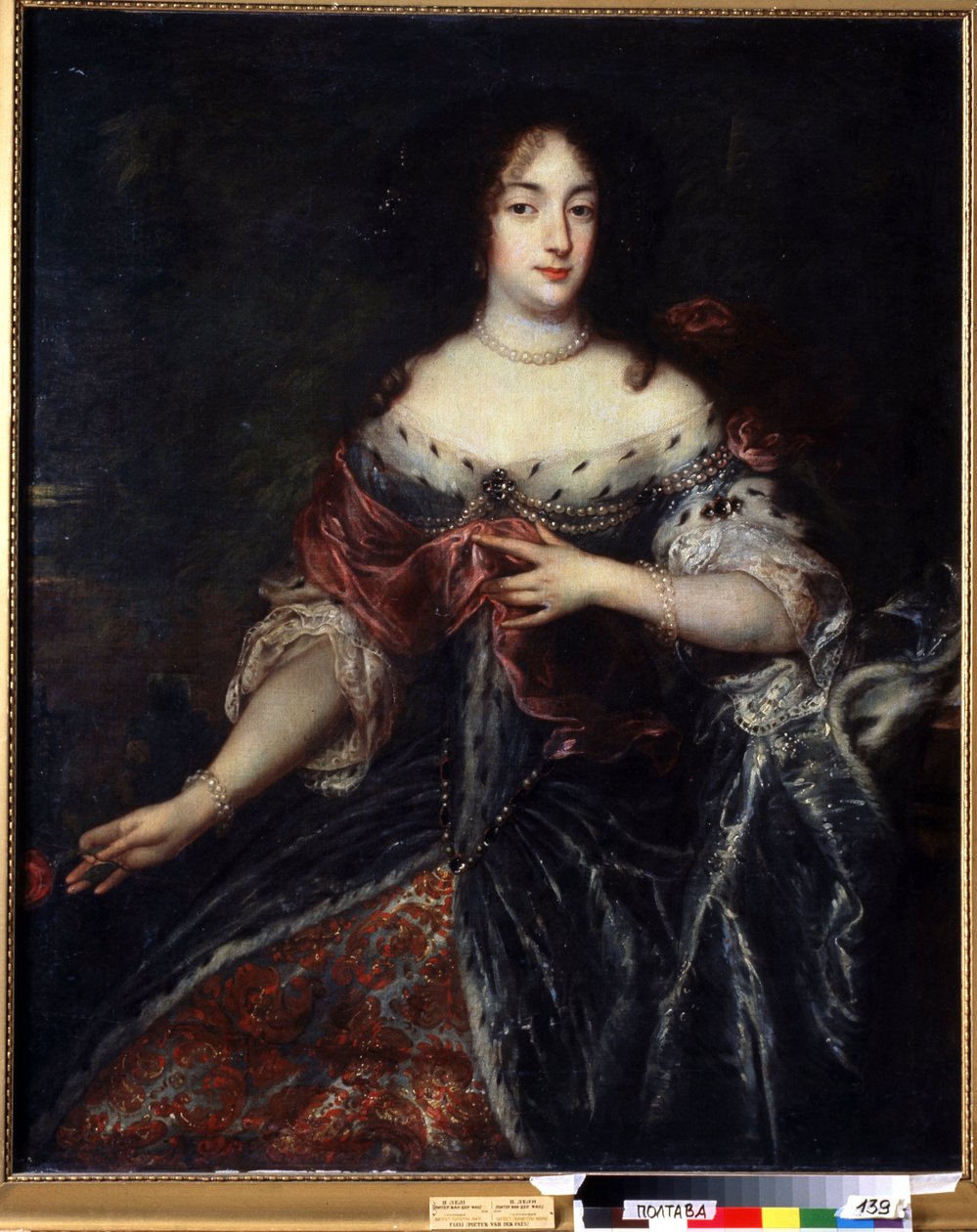 Retrato da Rainha Henrietta Maria de França (1609-1669). Retrato da Rainha Henrietta Maria de França (1609-1669). Pintura de Sir Peter Lely (1618-1680). Arte inglesa, estilo barroco. Óleo sobre tela. Museu Regional de Arte, Poltava, Ucrânia de Peter Lely