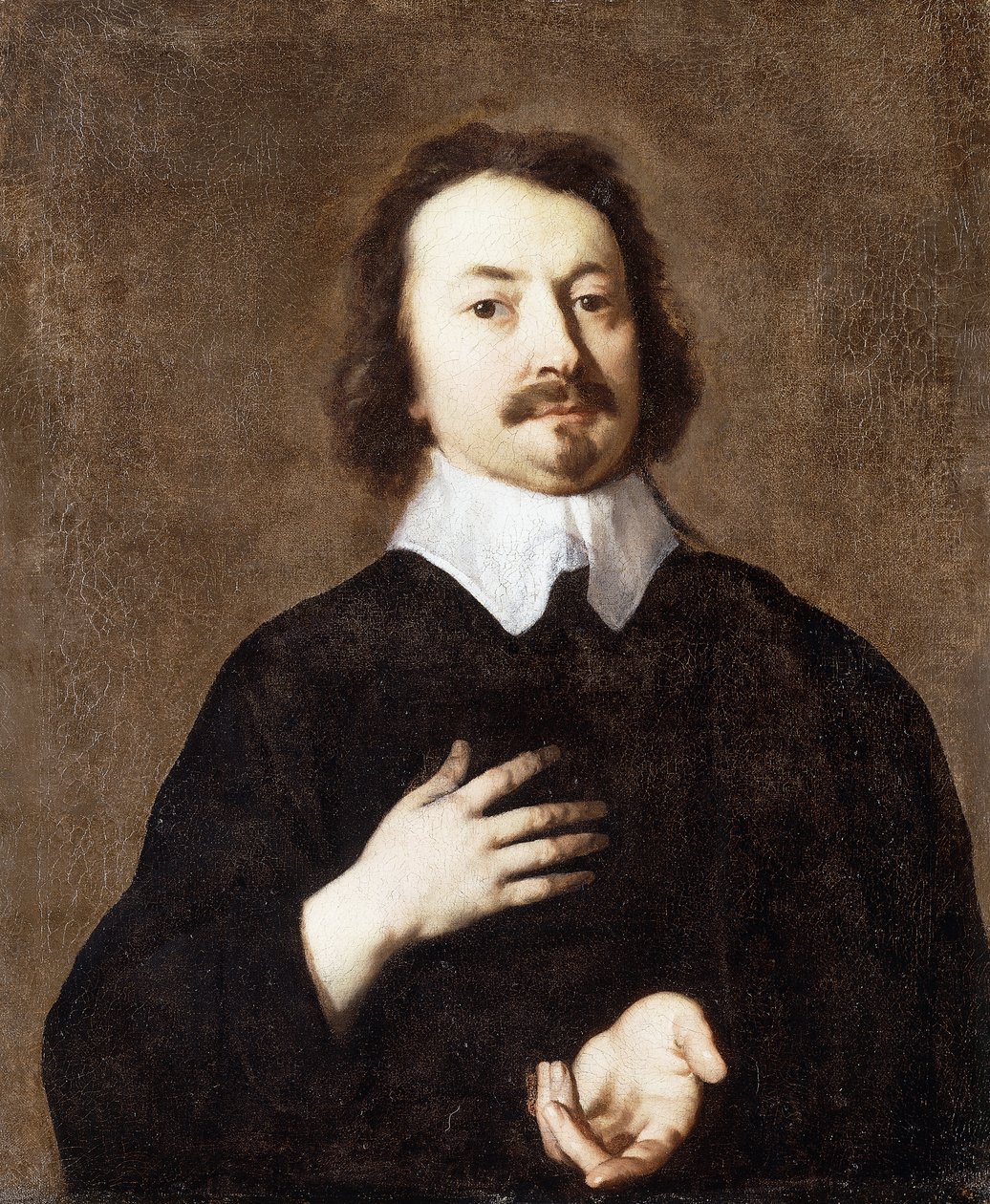 Retrato de um cavalheiro, de comprimento médio, em preto com colarinho branco, de Peter Lely